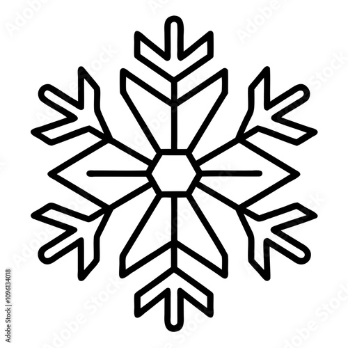 Outline vector illustration of Christmas Snowflakes, Vector Silhouette Isolated on a transparent background