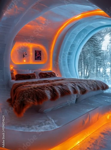 Apartment in a hotel built of ice	
