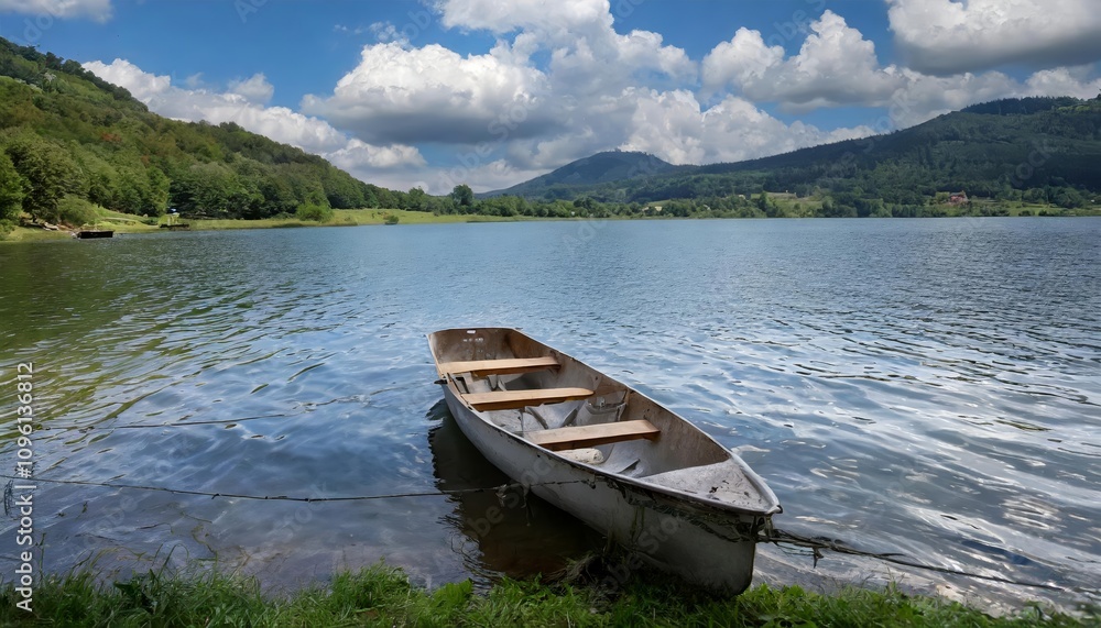 Serene Boat on a Tranquil Lake at Sunset with Vibrant Reflections and Natural Scenery Capturing the Beauty of Calm Waters, Idyllic Landscapes, and the Peaceful Atmosphere of Outdoor Serene Boat on a Tranquil Lake at Sunset with Vibrant Reflections and Natural Scenery Capturing the Beauty of Calm Waters, Idyllic Landscapes, and the Peaceful Atmosphere of Outdoor