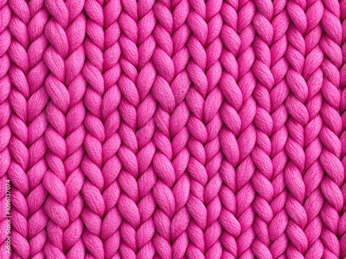 Pink Chunky Knit Seamless Pattern Tile Background with Copy Space