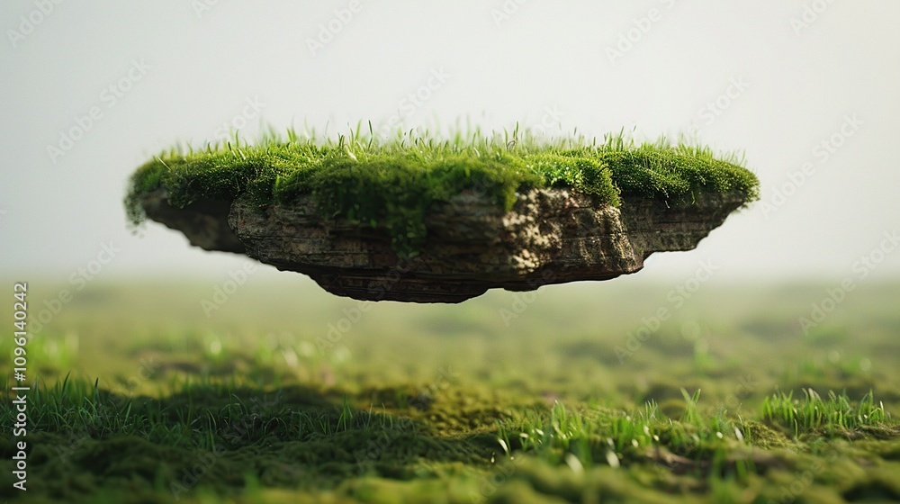 Fototapeta premium a small piece of grass on top of a rock