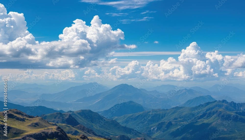 Fototapeta premium a view of a mountain range with a few clouds in the sky