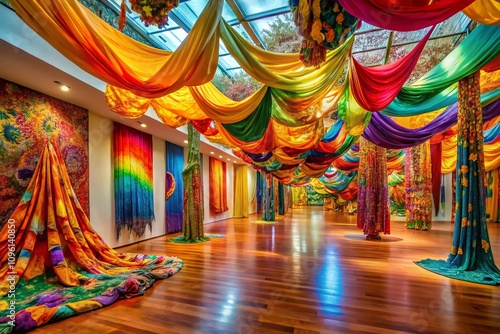 Tilt-Shift Abstract Fabric Installations in an Art Gallery