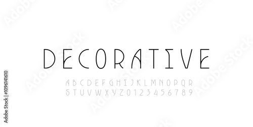 Modern font uppercase alphabet made modern style, thin letters from A to Z and numbers from 0 to 9, vector illustration 10EPS