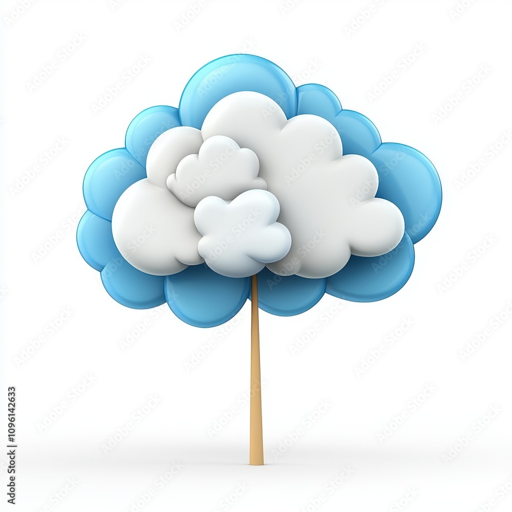 Stylized cloud tree, white isolated background Stylized cloud tree, white isolated background