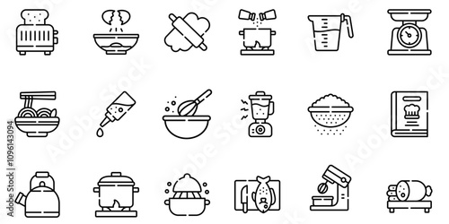 Cooking icons collection is a illustration with editable stroke