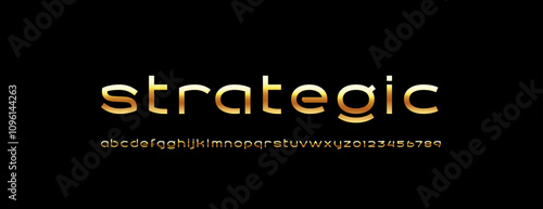 Tech digital golden font, cyber alphabet made future style, letters A, B, C, D, E, F, G, H, I, J, K, L, M, N, O, P, Q, R, S, T, U, V, W, X, Y, Z and numerals 0, 1, 2, 3, 4, 5, 6, 7, 8, 9.