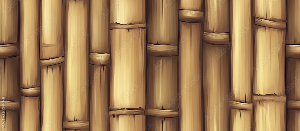 Fototapeta premium Bamboo background with pixel style, Ai generated images
