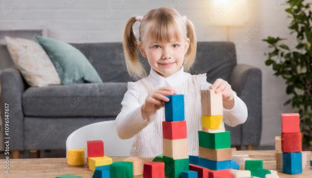 Joyful Child Building Creativity Through Wooden Blocks - A Playful Scene Capturing Imagination, Learning, and Fun in Early Childhood Development with Colorful Toys and Hands-On Exploration Joyful Child Building Creativity Through Wooden Blocks - A Playful Scene Capturing Imagination, Learning, and Fun in Early Childhood Development with Colorful Toys and Hands-On Exploration