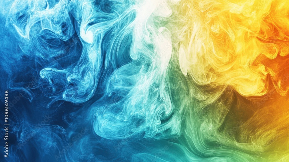 Abstract Swirling Smoke in Blue, Green, and Yellow Hues Abstract Swirling Smoke in Blue, Green, and Yellow Hues