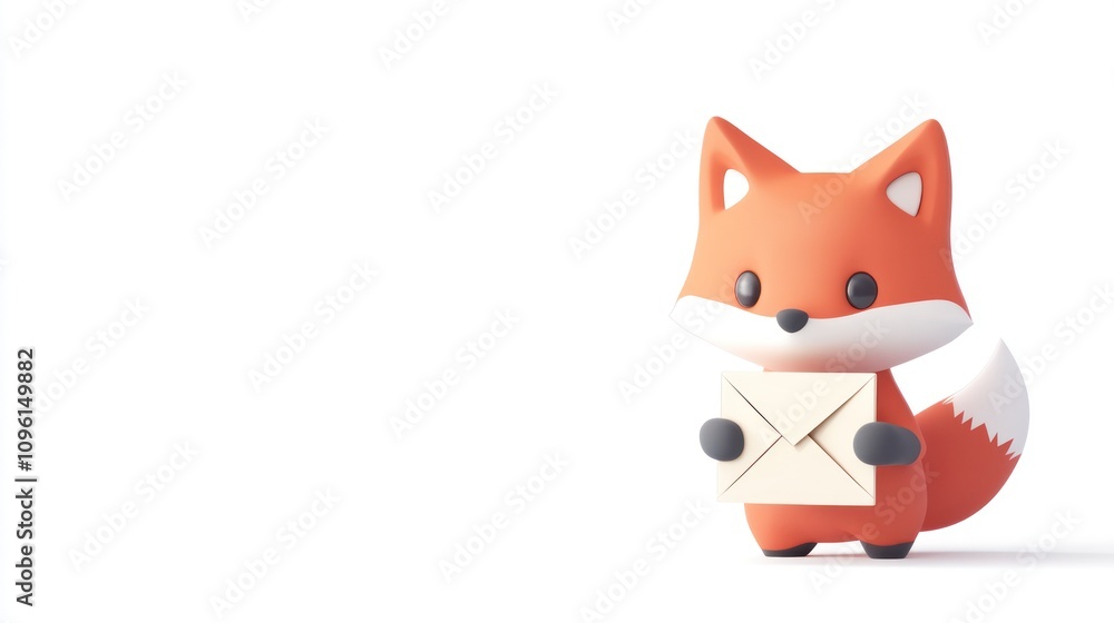 A cute cartoon fox holding an envelope, suggesting communication or a message. A cute cartoon fox holding an envelope, suggesting communication or a message.
