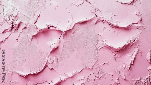 Textured pink concrete surface showing rough, uneven layers with a low contrast finish, highlighting unique imperfections and artistic qualities.
