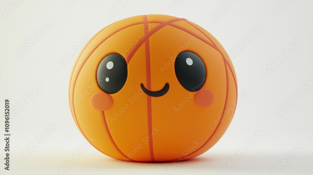 A cute, cartoonish basketball with a smiling face and big eyes. A cute, cartoonish basketball with a smiling face and big eyes.