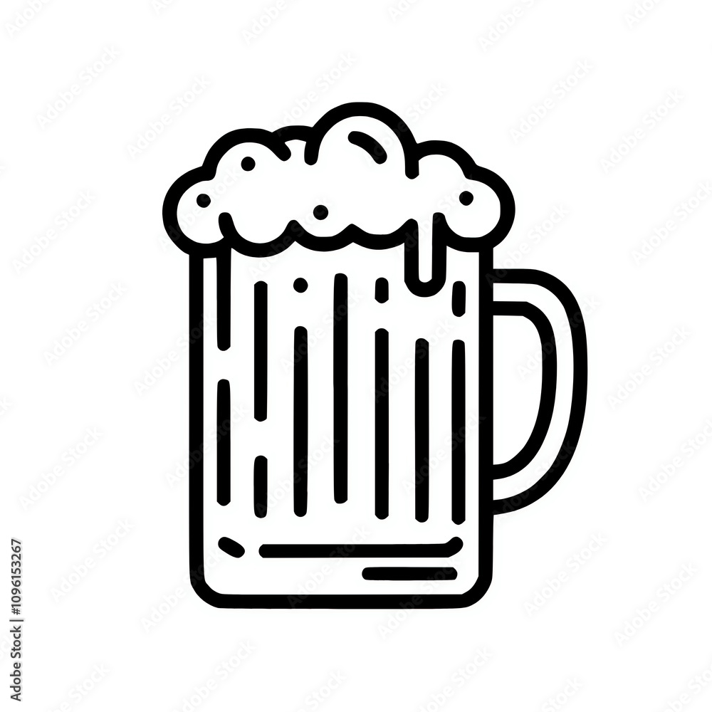 Beer mug line vector silhouette illustration, alcohol beverage drunk icon symbol design element Beer mug line vector silhouette illustration, alcohol beverage drunk icon symbol design element
