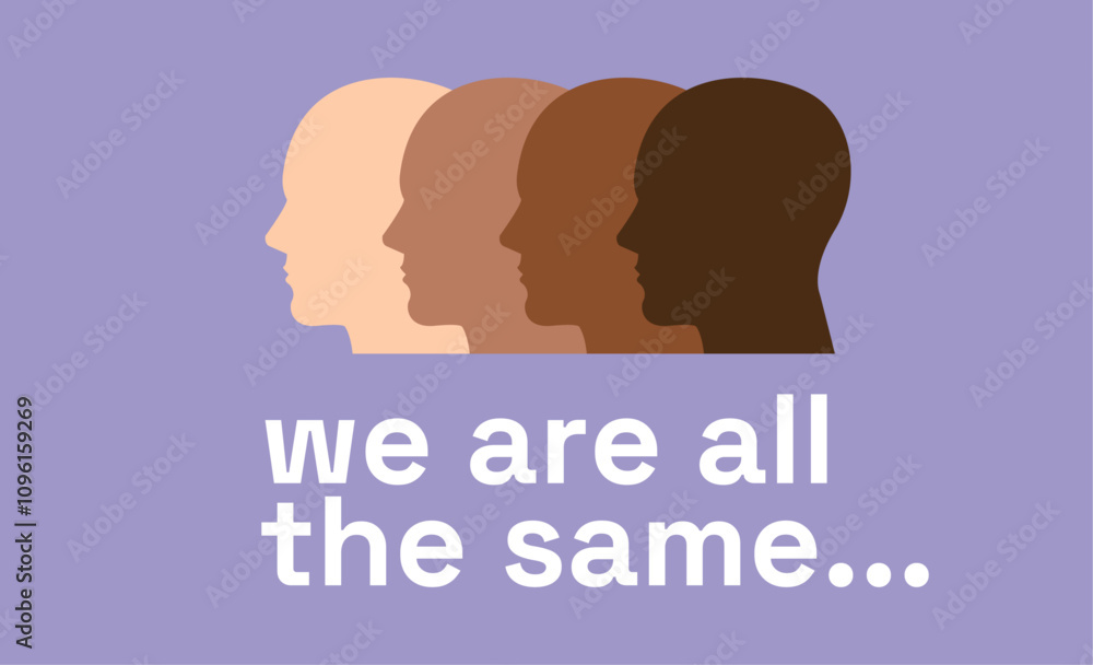 Illustration Promoting Equality with Diverse Silhouettes and Message of Unity Illustration Promoting Equality with Diverse Silhouettes and Message of Unity