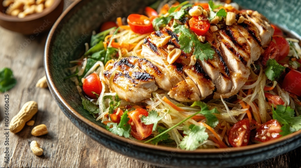 Grilled Chicken Salad with Fresh Vegetables and Peanuts Grilled Chicken Salad with Fresh Vegetables and Peanuts
