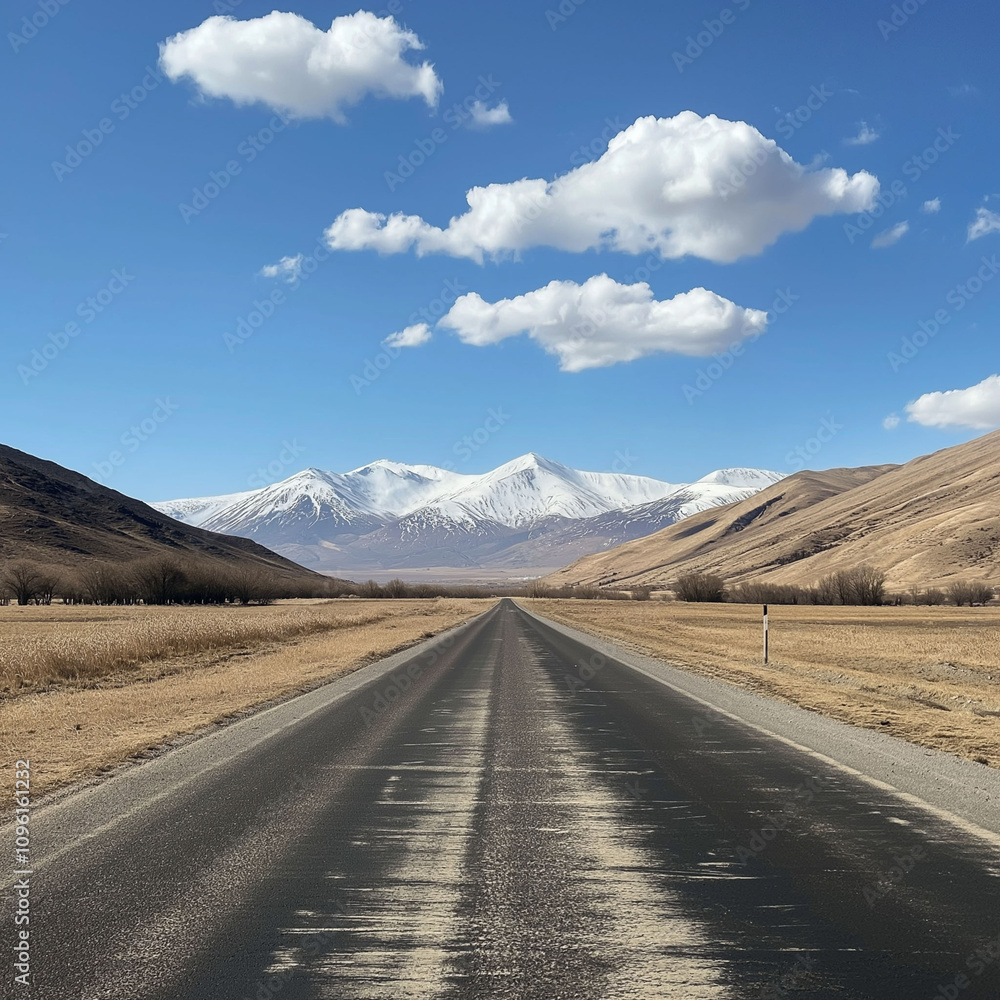Empty highway asphalt road and beautiful sky mountain landscape Empty highway asphalt road and beautiful sky mountain landscape
