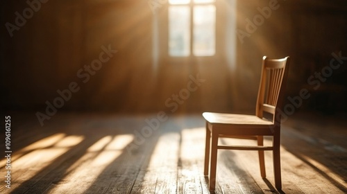 Wallpaper Mural Reaching Hand Towards an Empty Chair in Dim Light Torontodigital.ca
