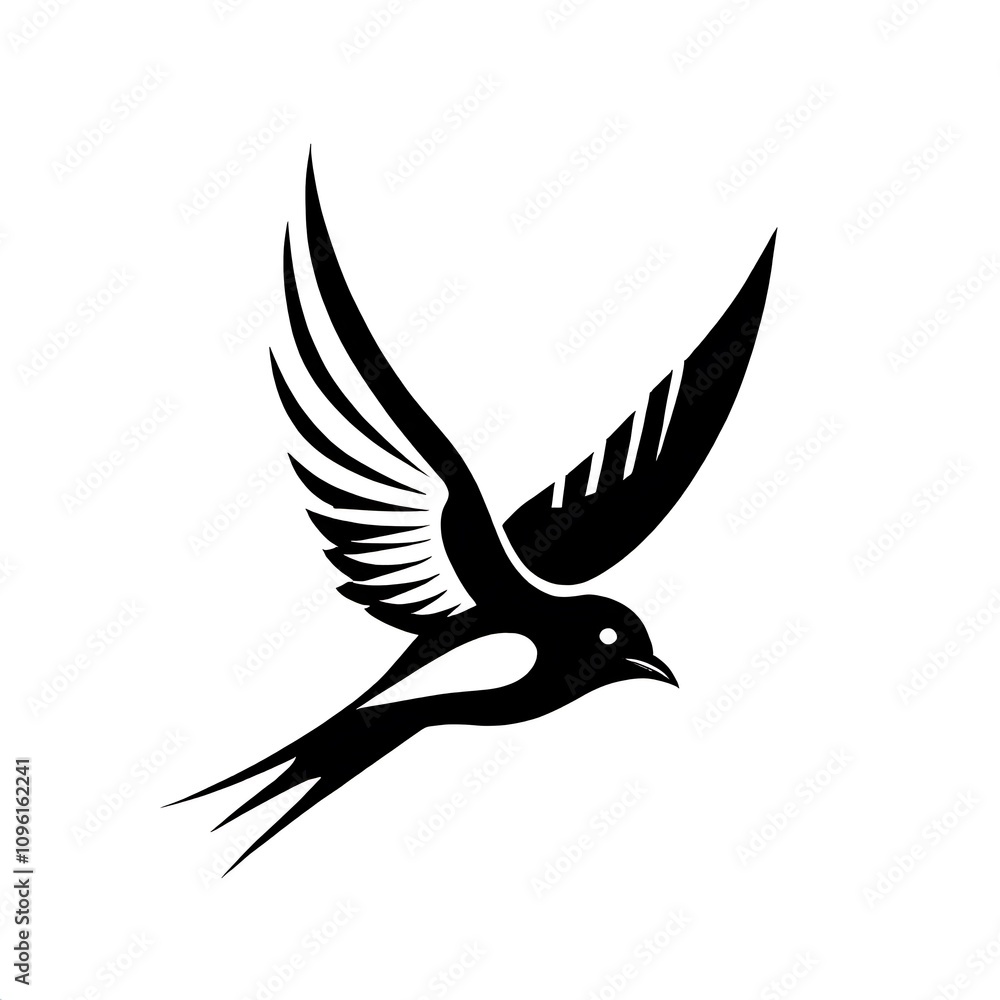 Obraz premium Black Swallow icon, Swallow logoisolated on white background 