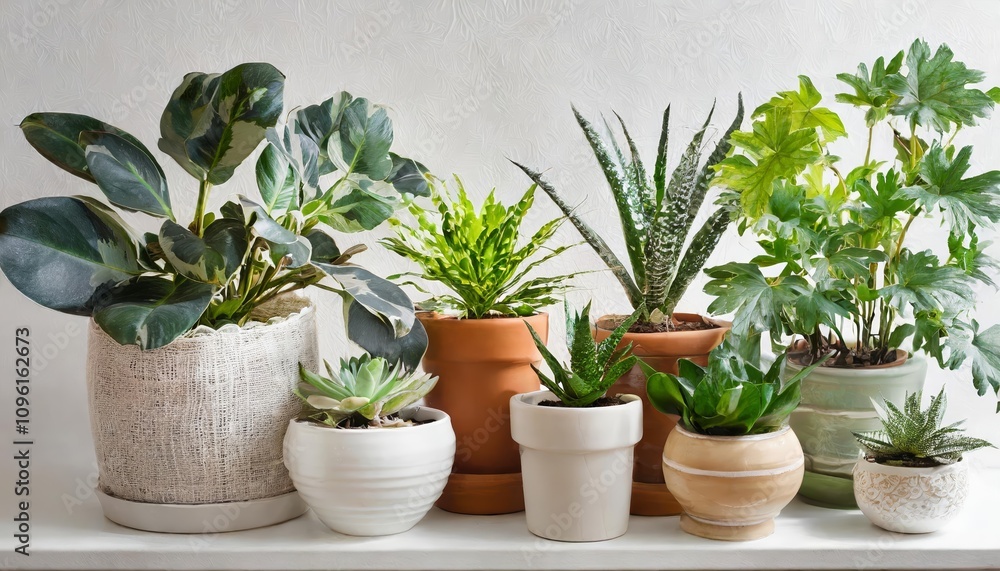 Stylish collection of houseplants in elegant ceramic pots with a clear transparent background, ideal for interior design projects, home décor inspirations, and digital graphic elements. Stylish collection of houseplants in elegant ceramic pots with a clear transparent background, ideal for interior design projects, home décor inspirations, and digital graphic elements.