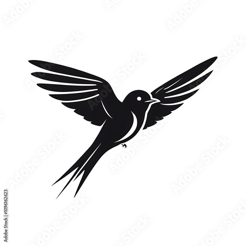 Black Swallow icon, Swallow logoisolated on white background  photo