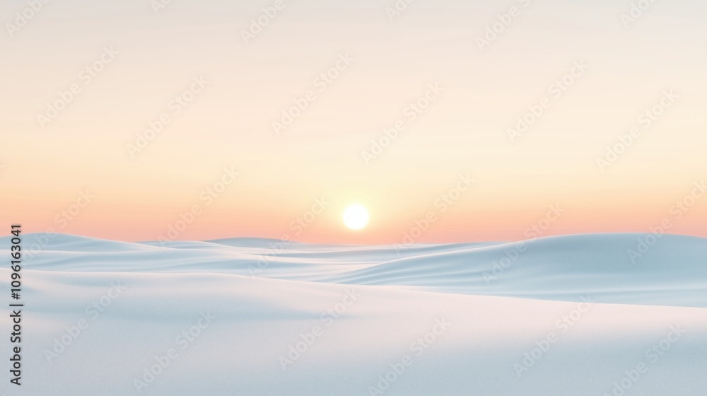 Schneebedeckte Landschaft mit Sonnenaufgang Schneebedeckte Landschaft mit Sonnenaufgang