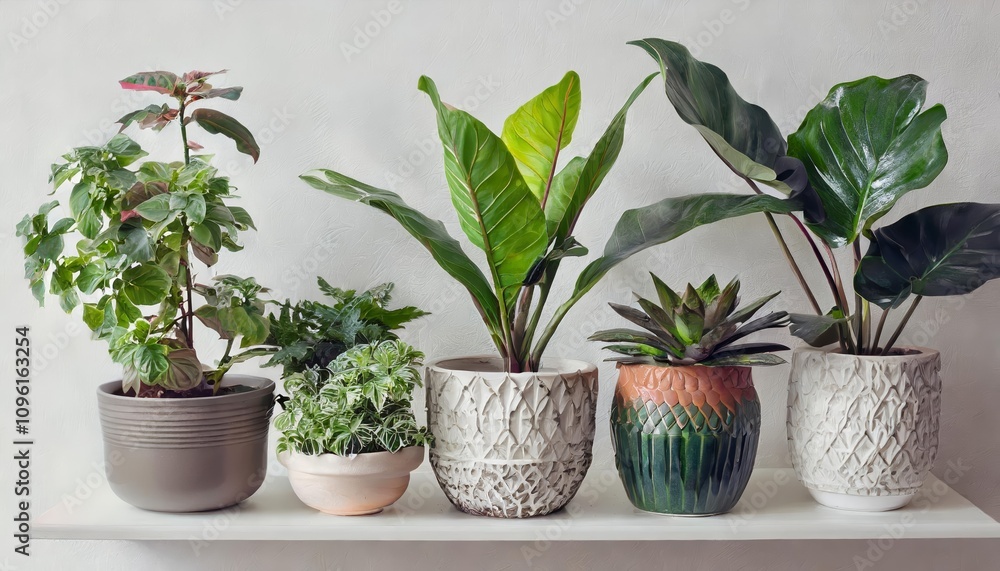 Collection of vibrant houseplants showcased in assorted ceramic pots, perfect for interior decor, gardening inspiration, and design projects, presented with a transparent background for Collection of vibrant houseplants showcased in assorted ceramic pots, perfect for interior decor, gardening inspiration, and design projects, presented with a transparent background for
