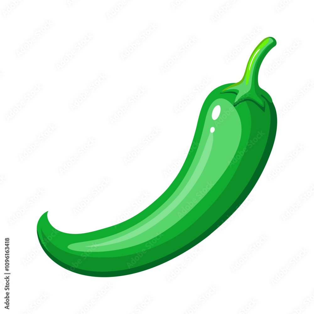 Vibrant green chili pepper with a glossy texture Vibrant green chili pepper with a glossy texture