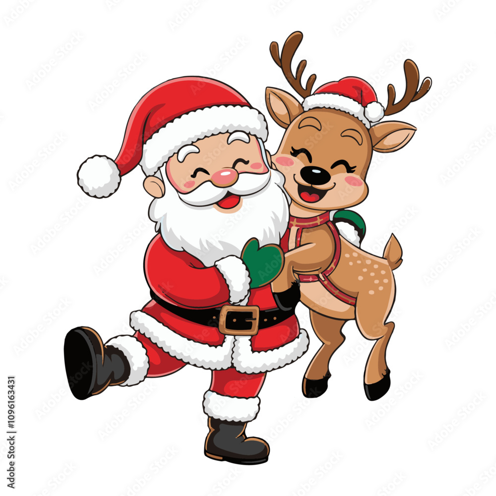 Santa and Rudolph in a playful Christmas embrace
Santa and Rudolph in a playful Christmas embrace