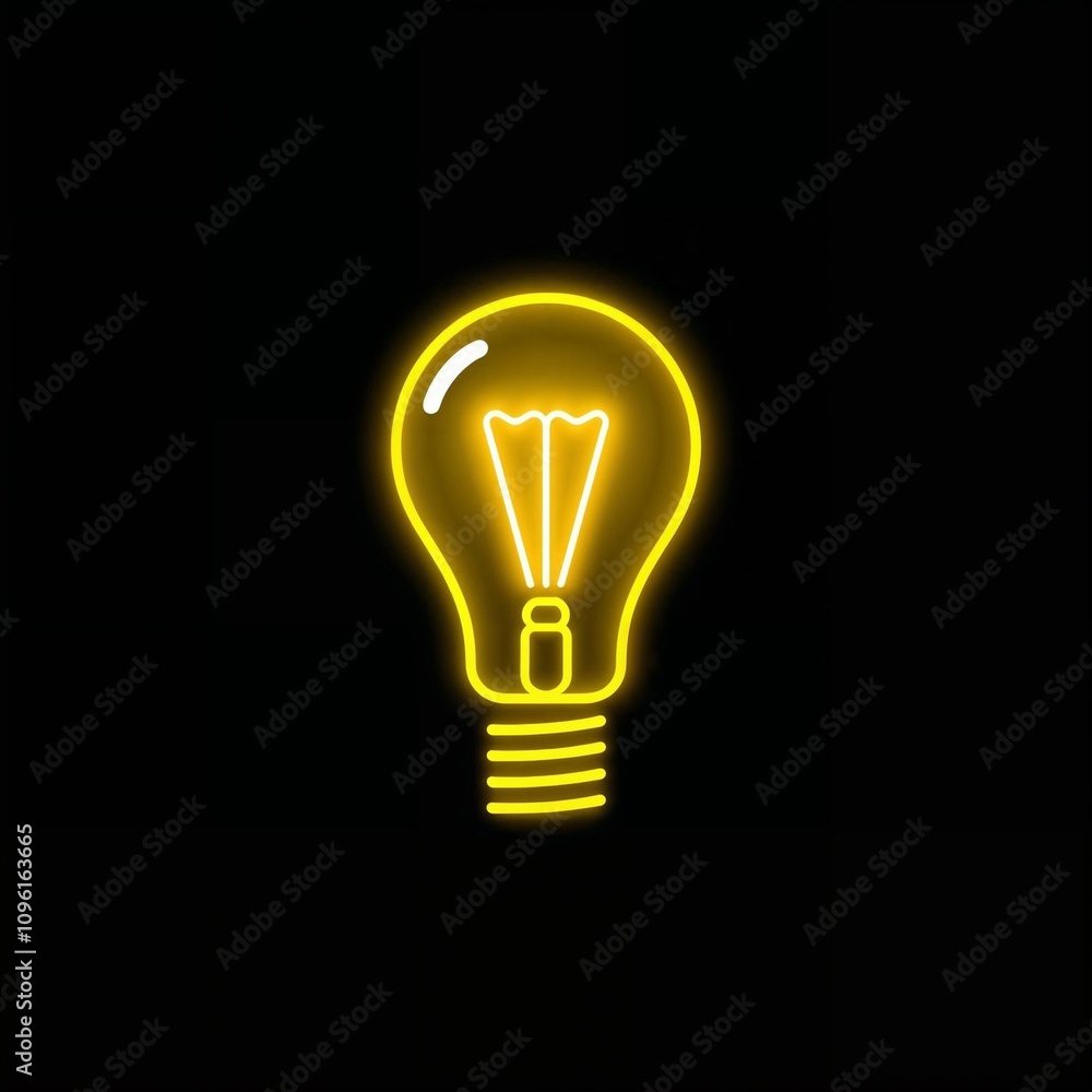 Illustration of a 3D light bulb icon in neon gradient style on a black background, with bright yellow highlighting the filament inside. Illustration of a 3D light bulb icon in neon gradient style on a black background, with bright yellow highlighting the filament inside.