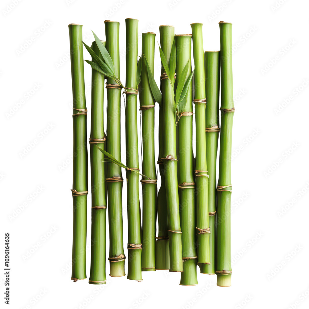 A collection of green bamboo stalks arranged vertically, showcasing their natural texture and vibrant color. A collection of green bamboo stalks arranged vertically, showcasing their natural texture and vibrant color.