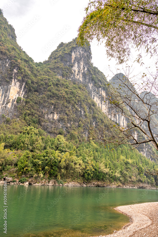Landscape of Guilin, Li River and Karst mountains. Located near Guilin, Guangxi, China. Landscape of Guilin, Li River and Karst mountains. Located near Guilin, Guangxi, China.
