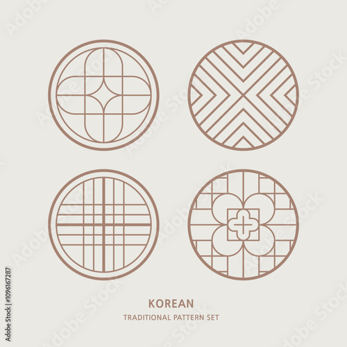 한국 전통 문양 패턴 도안 아이콘 벡터 일러스트