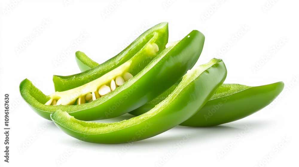 Vibrant Green Pepper Slices - Fresh and Ready to Cook Vibrant Green Pepper Slices - Fresh and Ready to Cook