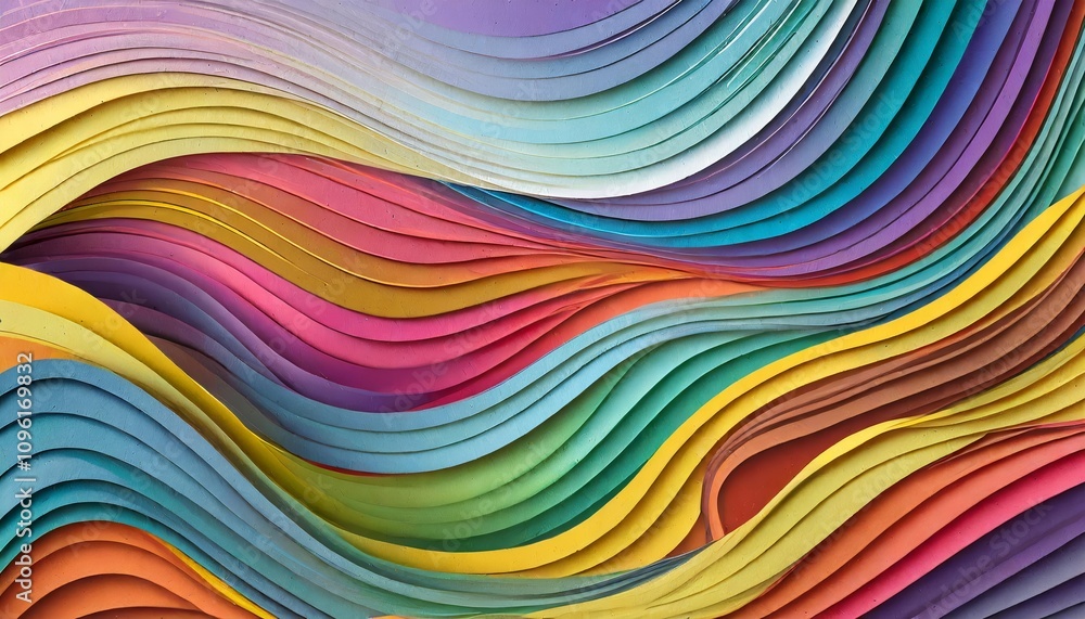 Dynamic and colorful wavy background in vibrant paper cut style, featuring a harmonious blend of gradient hues and layered textures for design projects, posters, websites, and creative Dynamic and colorful wavy background in vibrant paper cut style, featuring a harmonious blend of gradient hues and layered textures for design projects, posters, websites, and creative