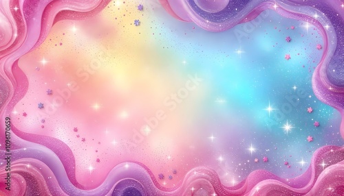 Rainbow color birthday glitter unicorn princess mermaid party pony background little girl fun invite. Rainbow glitter confetti background,  unicorns, mermaids perfect for little girls invitations