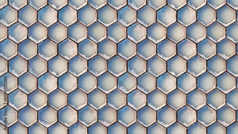 Fototapeta premium A pattern of a honeycomb with a frosted, icy appearance