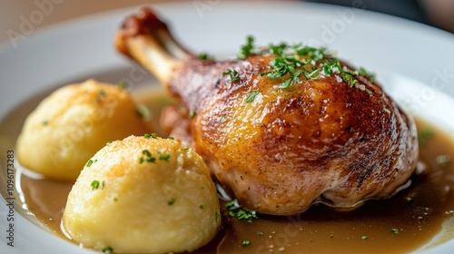 Delicious Roasted Chicken with Creamy Mashed Potatoes and Gravy