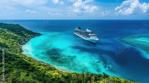 Wallpaper Mural Stunning Aerial View of Cruise Ship in Tropical Ocean Paradise Torontodigital.ca