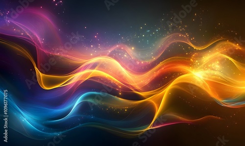 Abstract Colorful Waves with Sparkling Lights