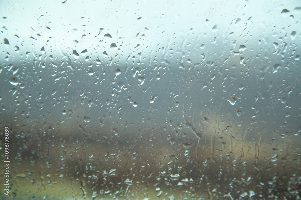 Raindrops on the glass from the car. Raindrops on the glass from the car.
