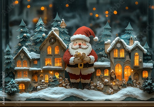 Santa Claus Figurine with Houses

 photo