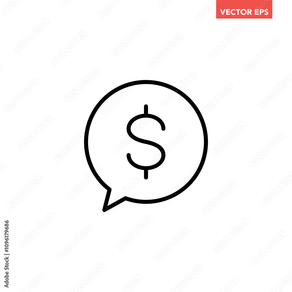 Single black financial chat line icon, simple business consultant advice flat design vector pictogram, infographic interface elements for app logo web button ui ux isolated on white background Single black financial chat line icon, simple business consultant advice flat design vector pictogram, infographic interface elements for app logo web button ui ux isolated on white background