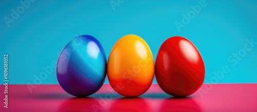 Colorful Easter eggs in vibrant hues arranged against a bright background for festive and cheerful holiday themes