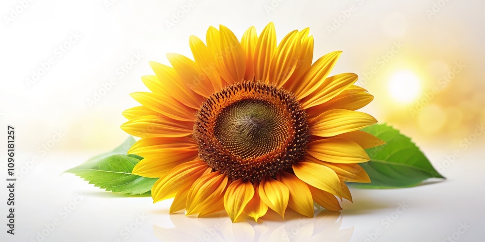 Fototapeta premium Vibrant Sunflower Flower Illustration on White Background, Perfect for Floral Designs, Print Media, and Digital Art, Symbolizing Happiness and Nature's Beauty