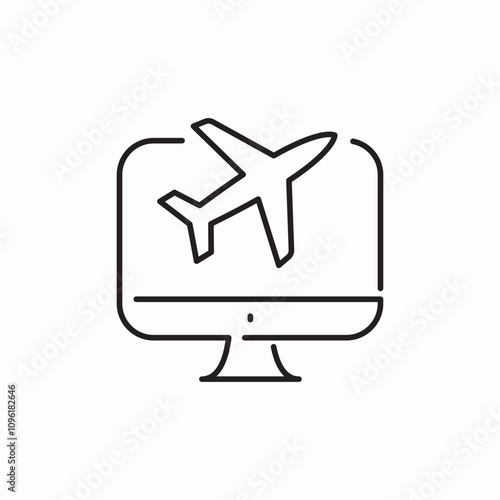 computer online flight book icon sign vector