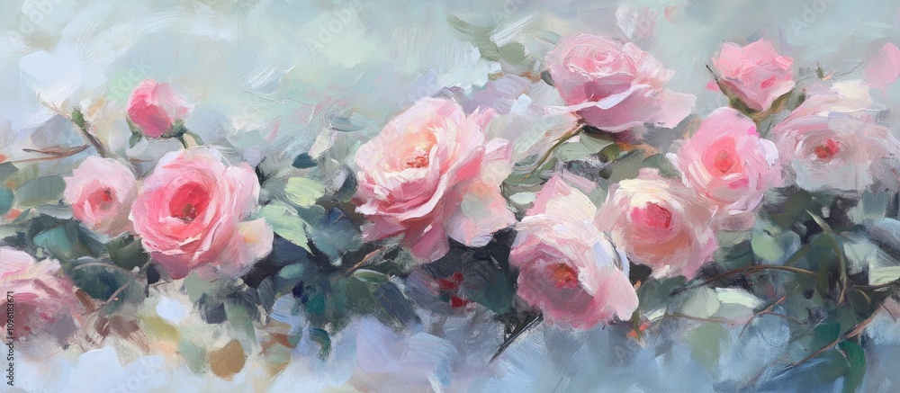 Soft pastel garden roses in full bloom gracefully arranged against a subtle background capturing elegance and beauty of nature. Soft pastel garden roses in full bloom gracefully arranged against a subtle background capturing elegance and beauty of nature.