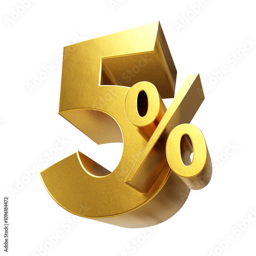 5 Percent 3d rendering isolated transparent background