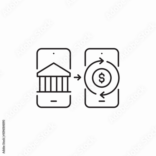 phone bank money transfer icon sign vector