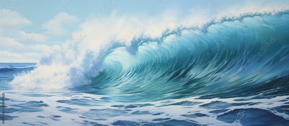 Vibrant ocean waves crashing with splashes under a clear sky showcasing the beauty of marine nature and tranquility. Vibrant ocean waves crashing with splashes under a clear sky showcasing the beauty of marine nature and tranquility.